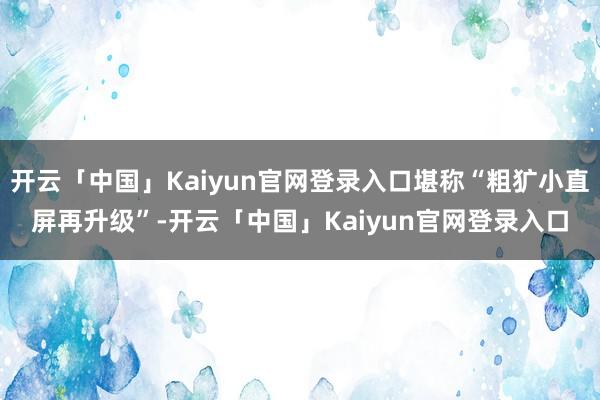 开云「中国」Kaiyun官网登录入口堪称“粗犷小直屏再升级”-开云「中国」Kaiyun官网登录入口