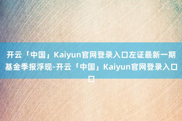 开云「中国」Kaiyun官网登录入口左证最新一期基金季报浮现-开云「中国」Kaiyun官网登录入口