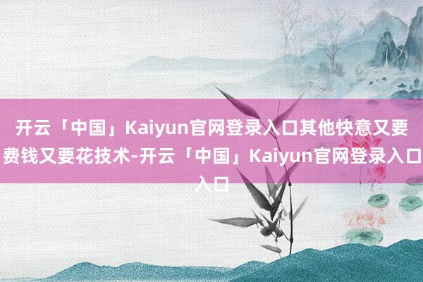 开云「中国」Kaiyun官网登录入口其他快意又要费钱又要花技术-开云「中国」Kaiyun官网登录入口