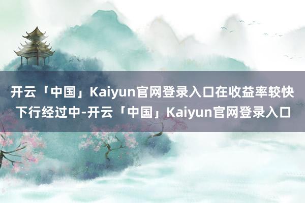 开云「中国」Kaiyun官网登录入口在收益率较快下行经过中-开云「中国」Kaiyun官网登录入口
