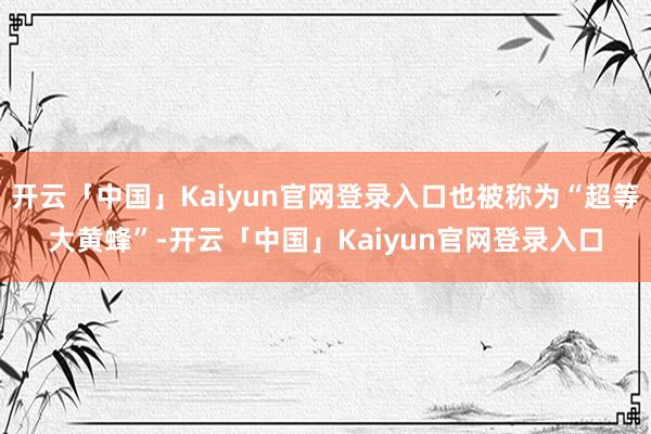 开云「中国」Kaiyun官网登录入口也被称为“超等大黄蜂”-开云「中国」Kaiyun官网登录入口