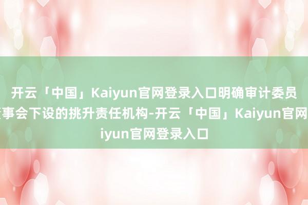 开云「中国」Kaiyun官网登录入口明确审计委员会看成董事会下设的挑升责任机构-开云「中国」Kaiyun官网登录入口