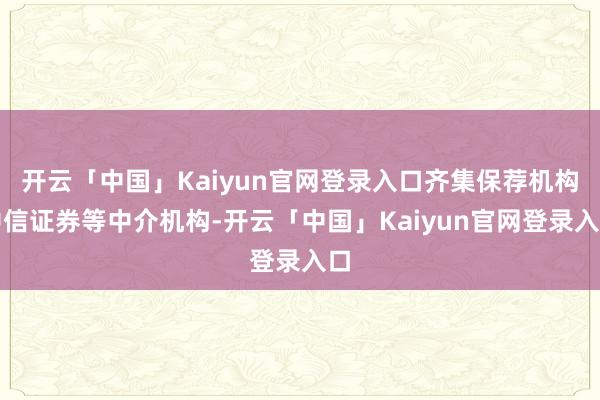 开云「中国」Kaiyun官网登录入口齐集保荐机构中信证券等中介机构-开云「中国」Kaiyun官网登录入口