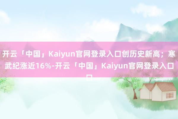 开云「中国」Kaiyun官网登录入口创历史新高；寒武纪涨近16%-开云「中国」Kaiyun官网登录入口